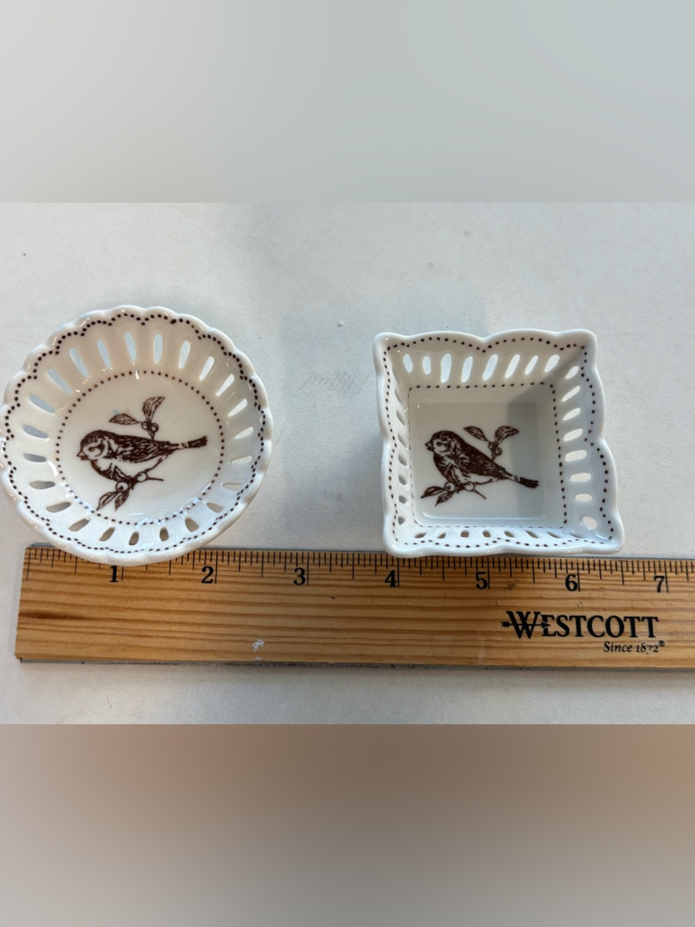 Bird Toile Elisabeth Trostli for Andrea by Sadek Bird Trinket Dishes - Set of 2